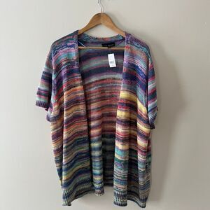 Lane Bryant Mutlicolor Short Sleeve Open Knit Cardigan Size 26/28 plus size rain